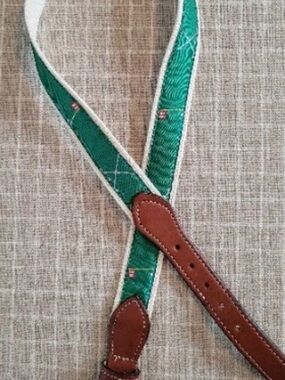 Boys Golf Green Patterned Strap with Brown Leather Accents size 22